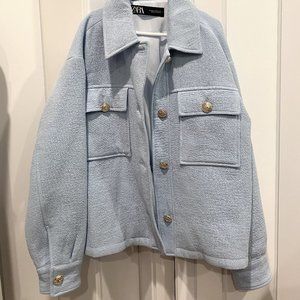 zara golden button puffer jacket